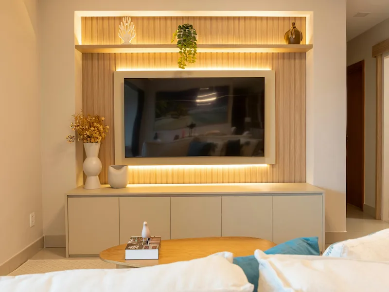 Built-in entertainment center and bookshelves in Boston, MA